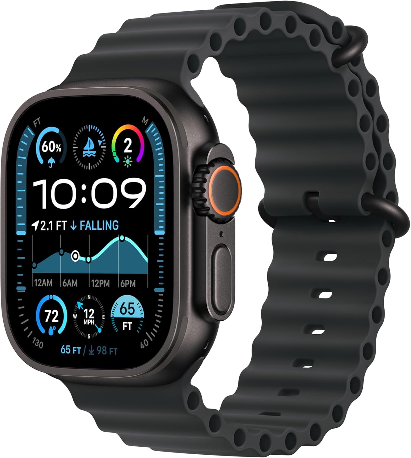 Apple Watch Ultra 2 Black Titanium 49mm with Black Ocean Band, MX4P3