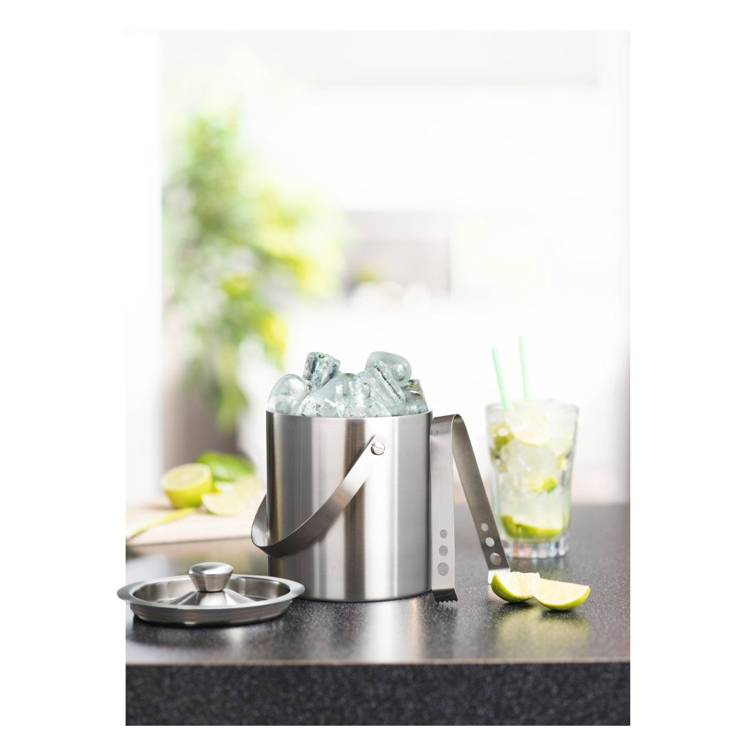 XAVAX 111477 Ice Cube Container Set with Lid and Stainless Steel Tongs