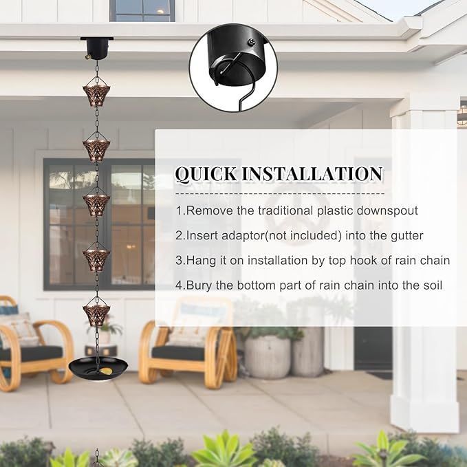 Rain Chain Gutter Downspout Substitution Decorative Garden Rainwater Diverter Outdoor Home Decor