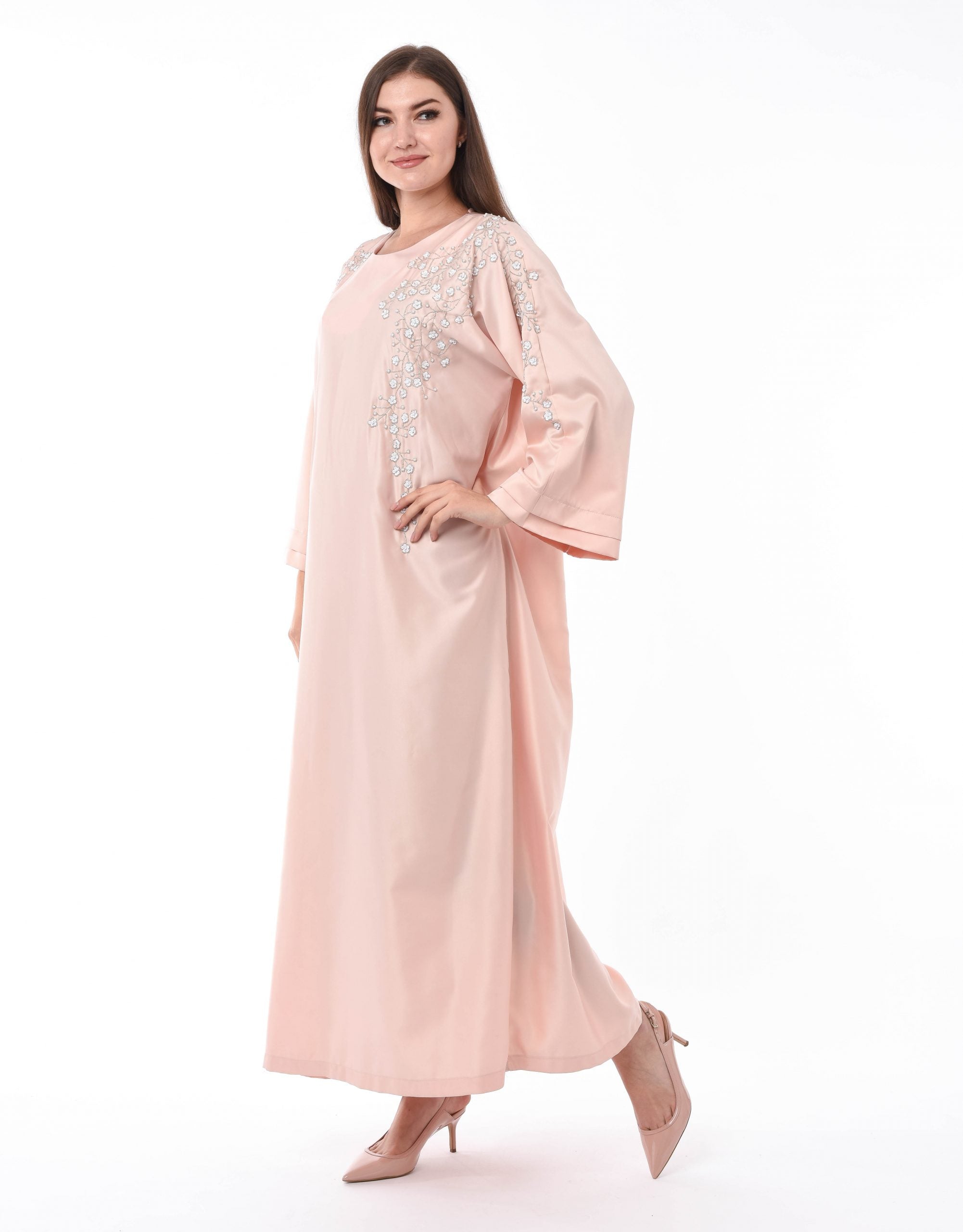 MOiSTREET Pink Kaftan with Hand Embroidery