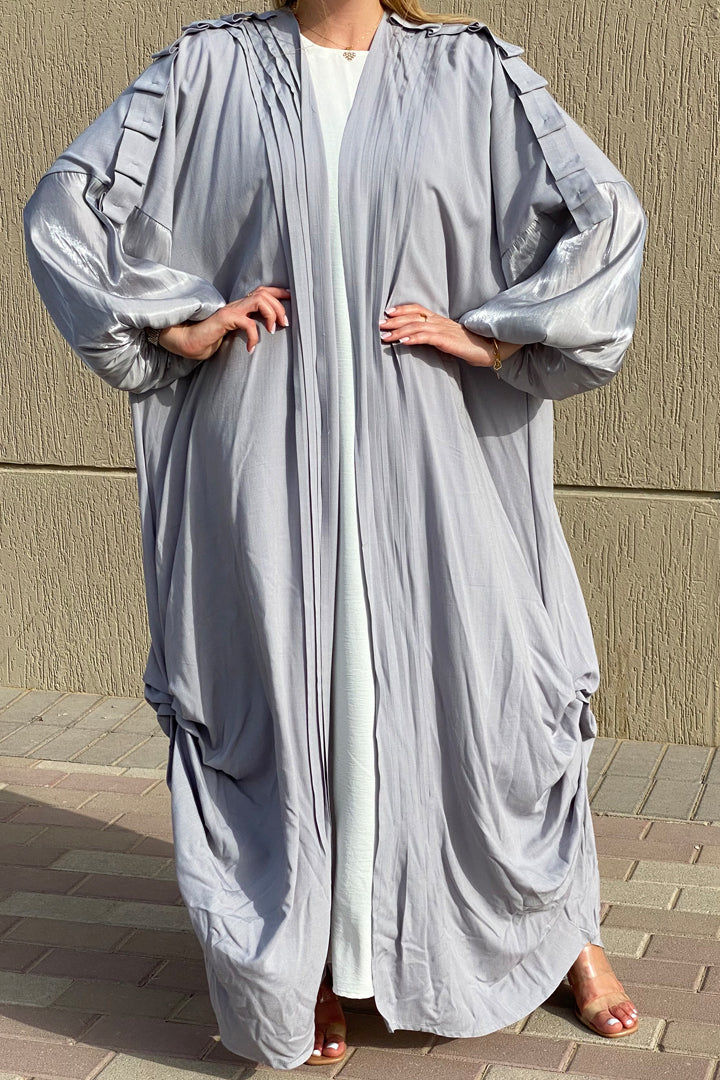MOiSTREET Grey Harir Maqsood Casual Abaya