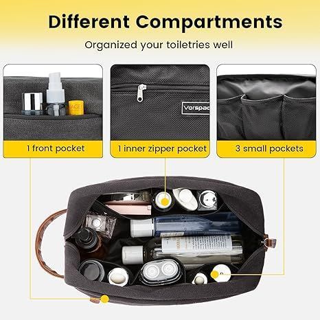 Toiletry Bag Water Hanging Dopp Kit Resistant Canvas Shaving Bag for Travel