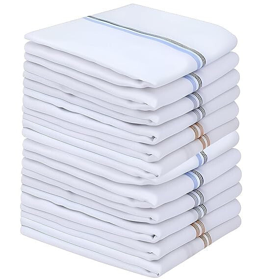 Pack of 12 Soft Durable Cotton Handkerchiefs for Men's