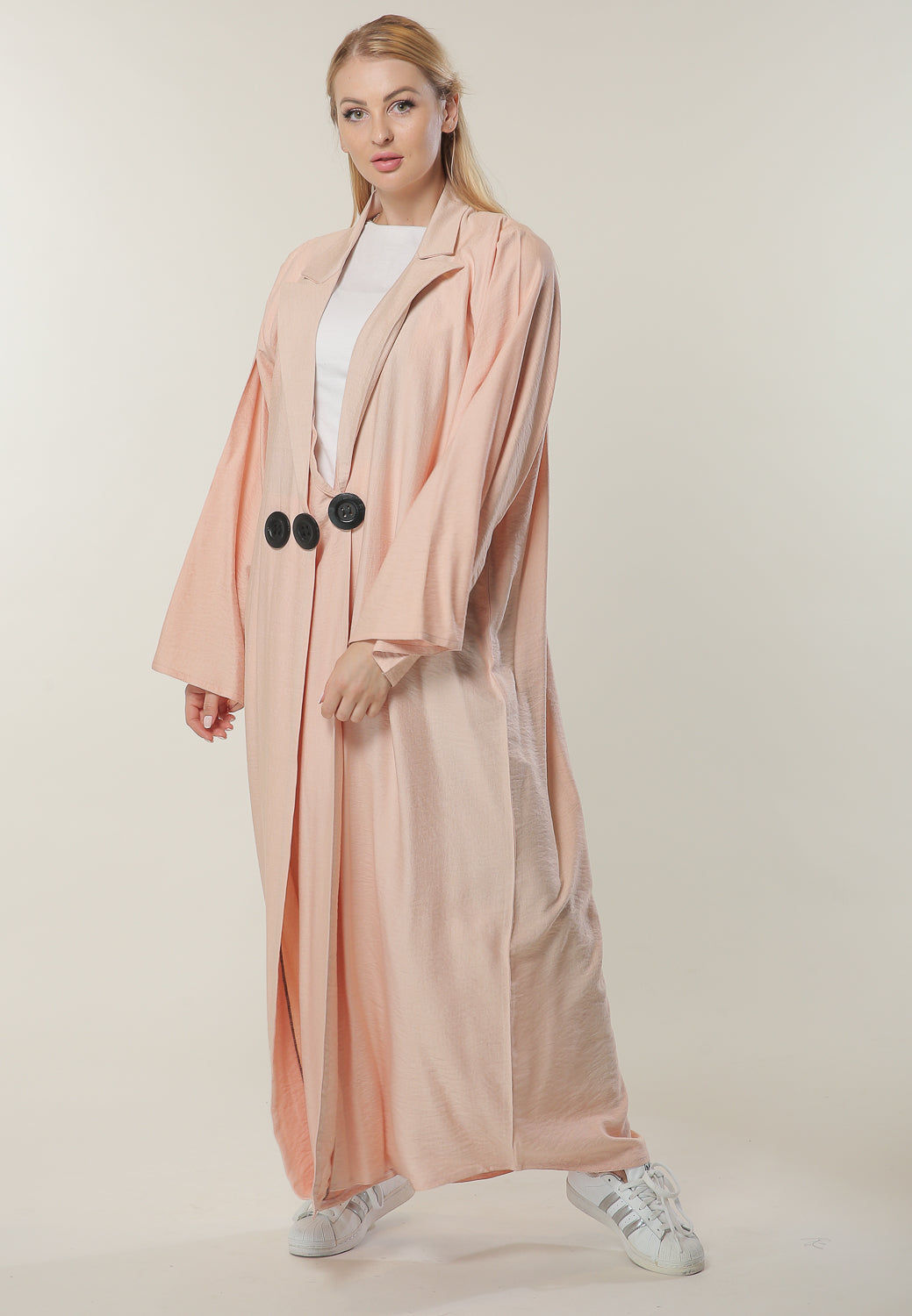 MOiSTREET Light Pink Coat Style Abaya