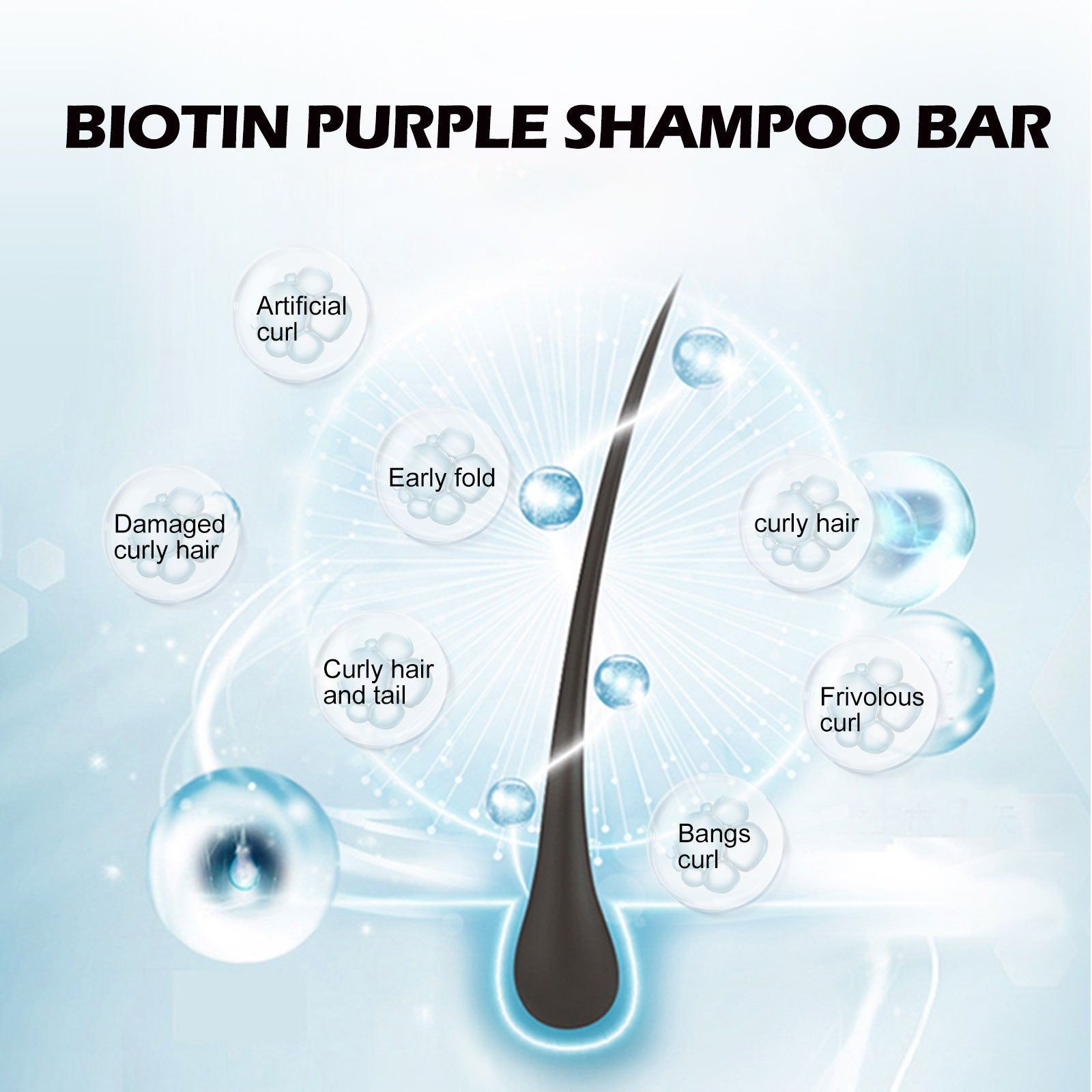 Biotin Purple Shampoo for Smooth, Moisturizing Hair, Repair Damage, Gentle Scalp Care ,90g