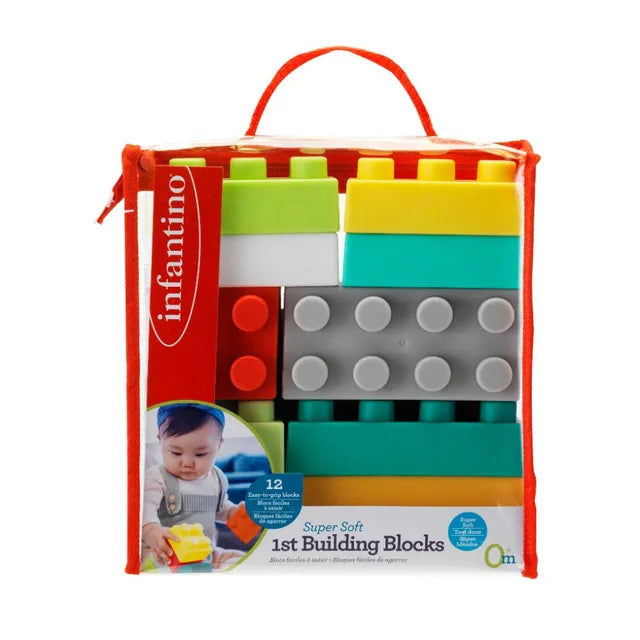 Infantino Super Soft 1st Building Blocks – Baby Activity Toy Set (12 pcs)