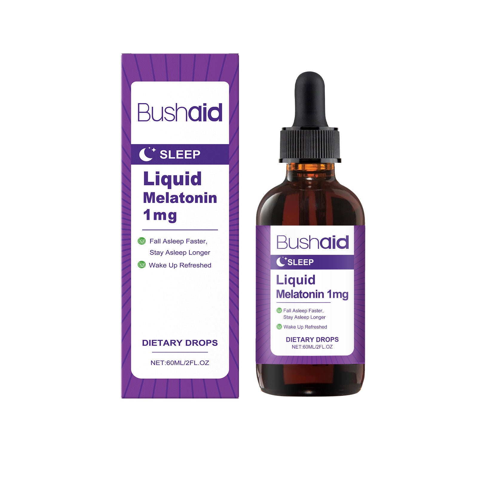 BushAid Sleep Melatonin Drops for Relaxation, Natural Body Care, Nighttime Support ,60ml