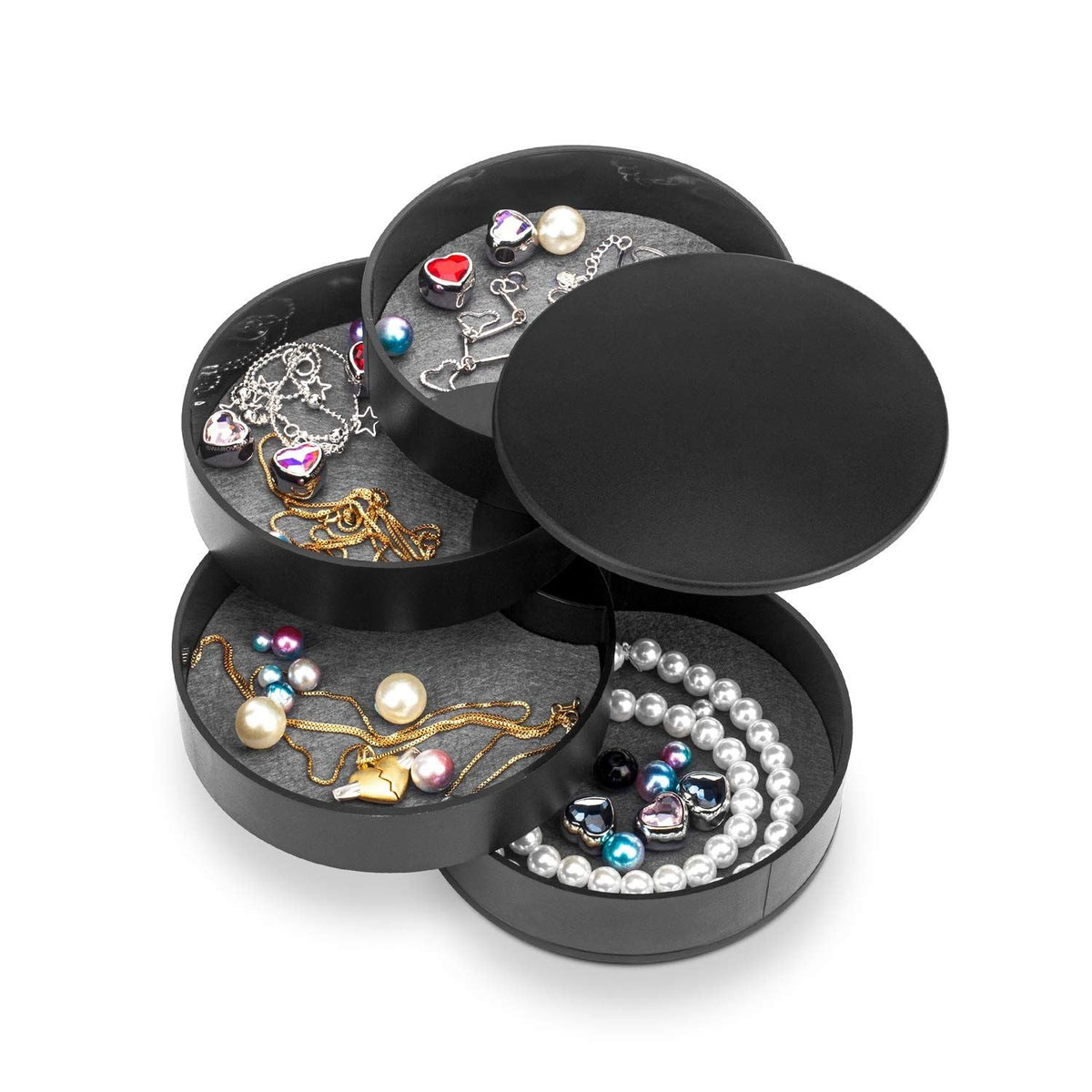 4 Layer Jewelry Organizer Box Jewelry Storage Case Earring Necklace Rings Holder