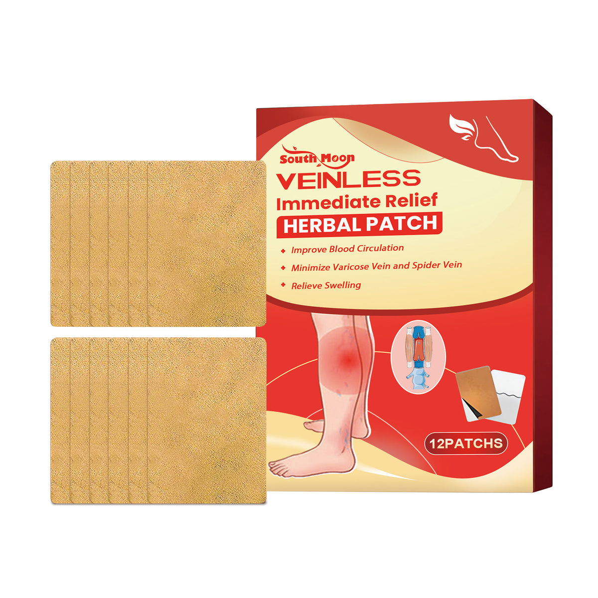 Revitalize Legs Naturally, Herbal Body Care Patches for Varicose Veins, Circulation, and Fatigue Relief ,12pcs