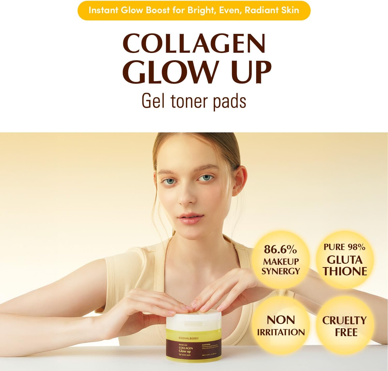 Eqqualberry Collagen Glow Up Gel Toner Pads 140Ml | 60Pads