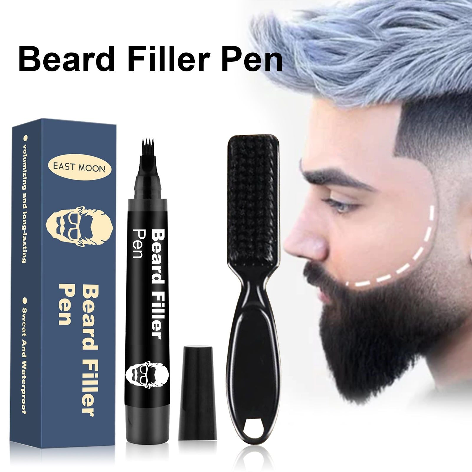 Beard Filler Pen, Waterproof, Easy-To-Use, Natural Full Beard, Men's Grooming Tool ,1set