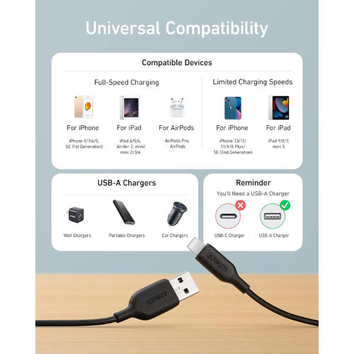 Anker Powerline III USB-A to Lightning Cable 6ft, Black