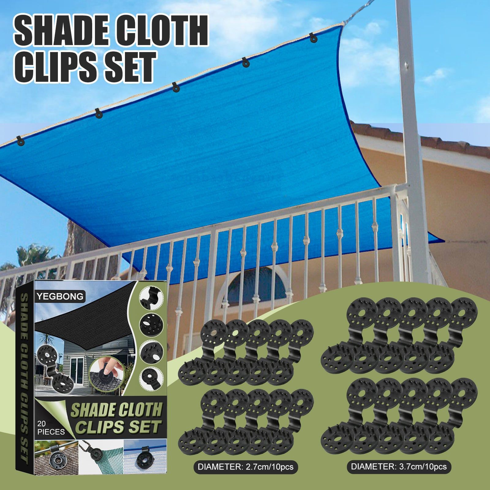 Blackout Cloth Clip Set, Heavy Duty Blocking Clamp, Sunshade Net Fixing, Reusable, Easy to Use ,1set