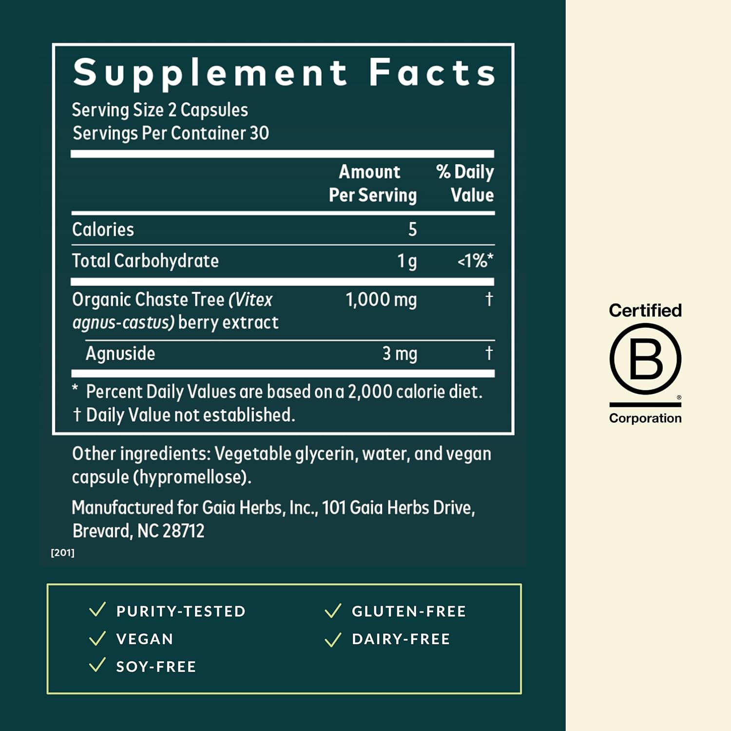 Gaia Herbs Vitex Berry Womens Health Support 60 Caps