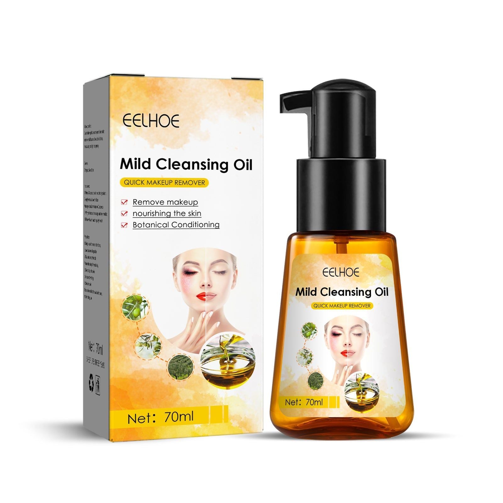 Deep Cleansing Oil, Fast Emulsification, Cleanse and Nourish Skin, Gentle Face & Eye Makeup Remover ,70ml