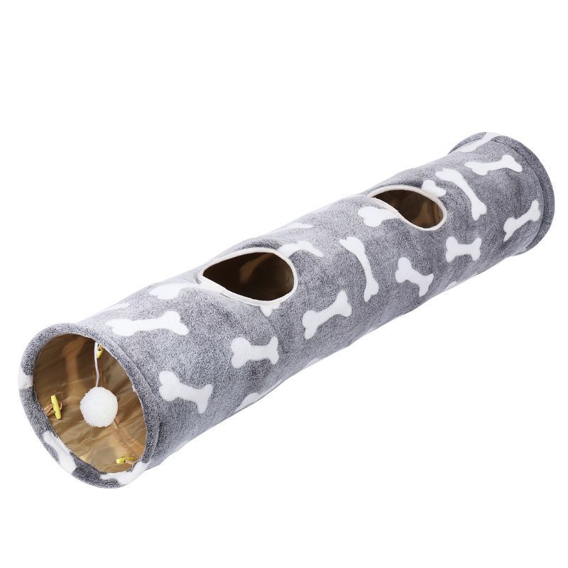 Cat Toys Collapsible Plush Tunnel Pet Scratch Resistant Foldable Play Tube Toy