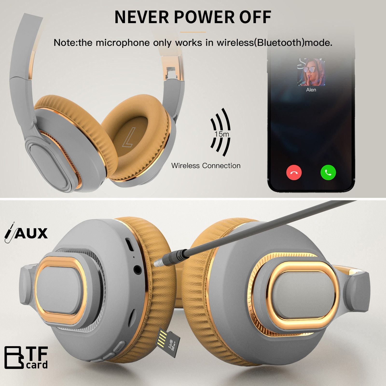 Noise Cancelling Bluetooth Headset Wireless Folding Bass Gaming Sports Headphones