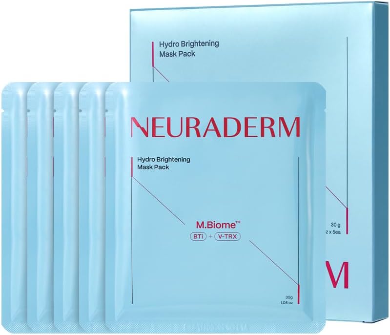 Hydro Brightening Facial Sheet Mask, Glowing Radiant Complexion Serum Moisturizing Skincare (Pack of 5)