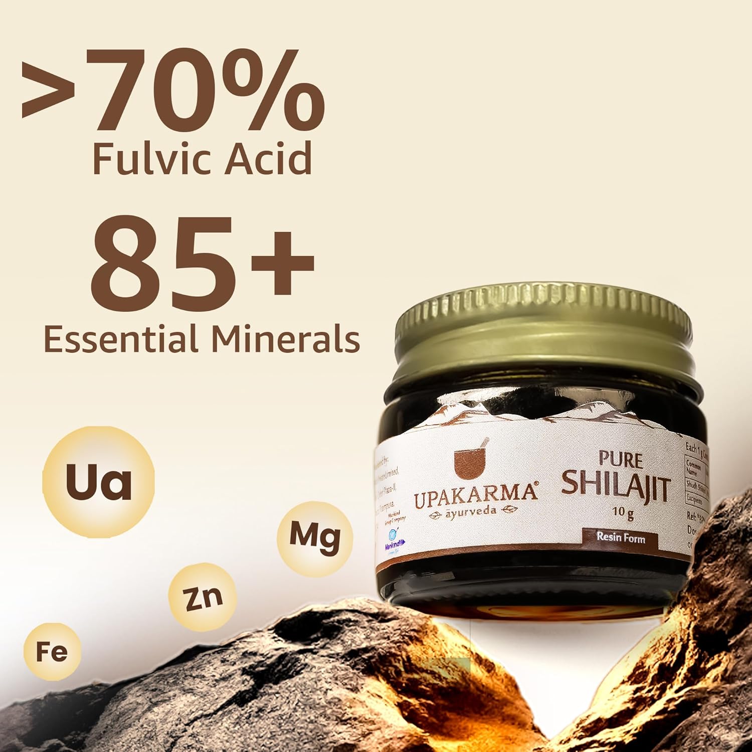 UPAKARMA Pure Shilajit Resin 10g | 300mg/serving | Extensive Global Sourcing | Boosts Stamina & Strength | Lab-Tested Purity | 33 Servings | Pack of 1