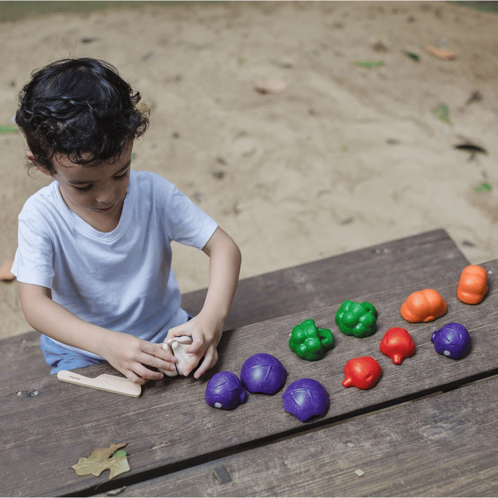 PlanToys 5 Colors Veggie Set — Wooden Pretend Play Food