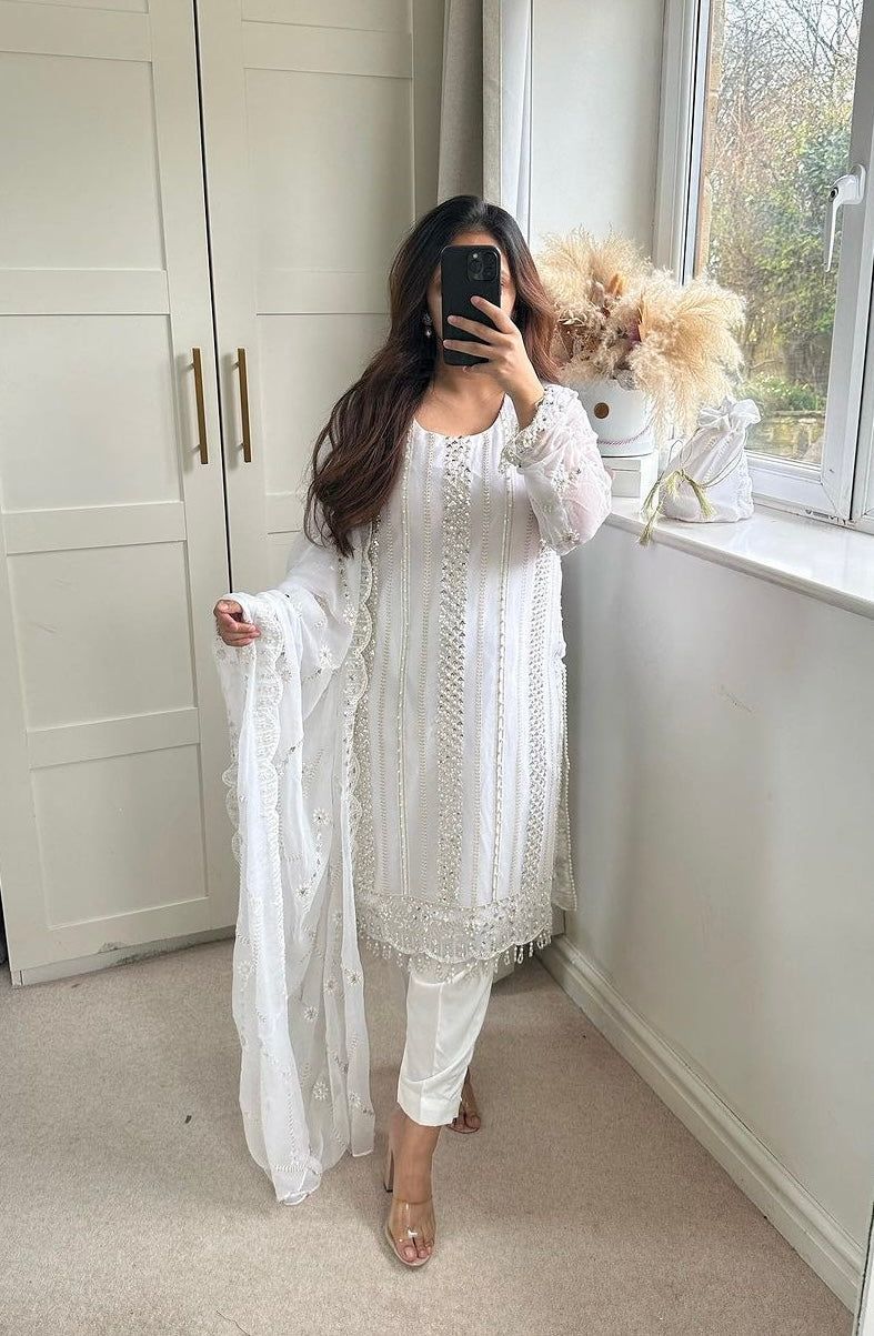 Fab Zone Designer Party Wear Long Top , Pant and Dupatta In Fancy Style