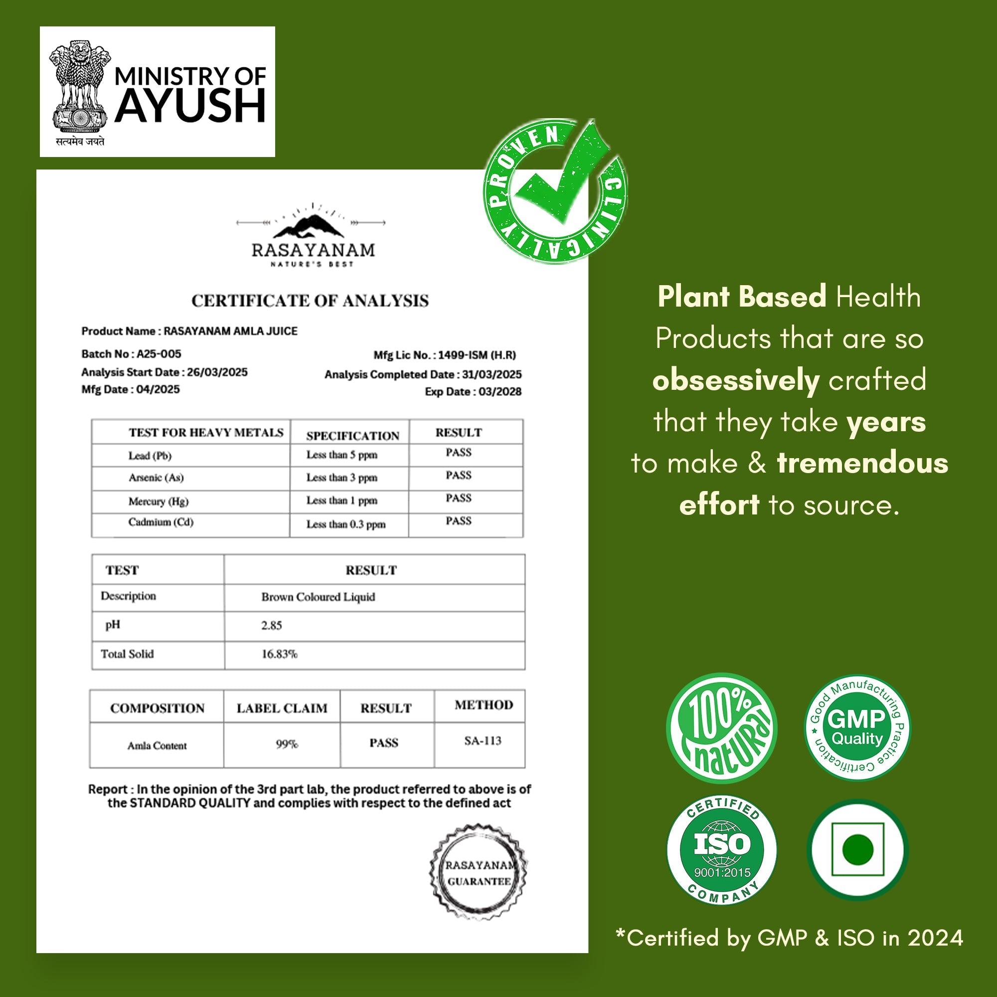 Rasayanam Pure Amla Juice - 750 ML