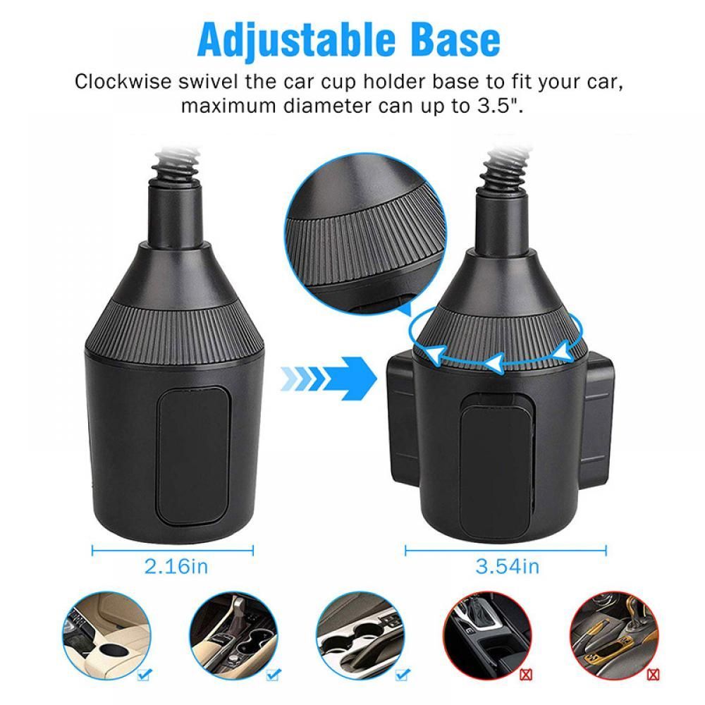 360 Degrees Adjustable Phone Mount Car Cup Holder Stand Cradle Phone Bracket With Smart Release Button