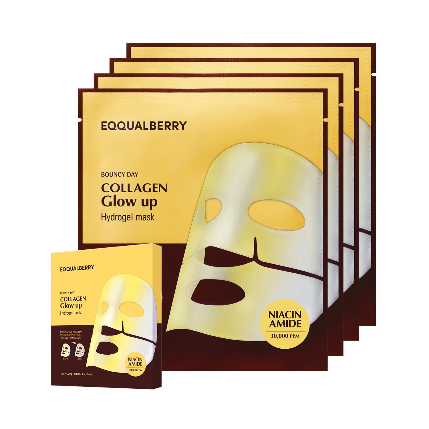 Eqqualberry Collagen Glow Up Hydrogel Mask 30G | 4Sheets