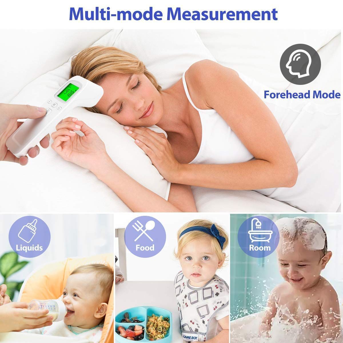 Infrared Digital Forehead Thermometer for Adults and Kids with Fever Alarm