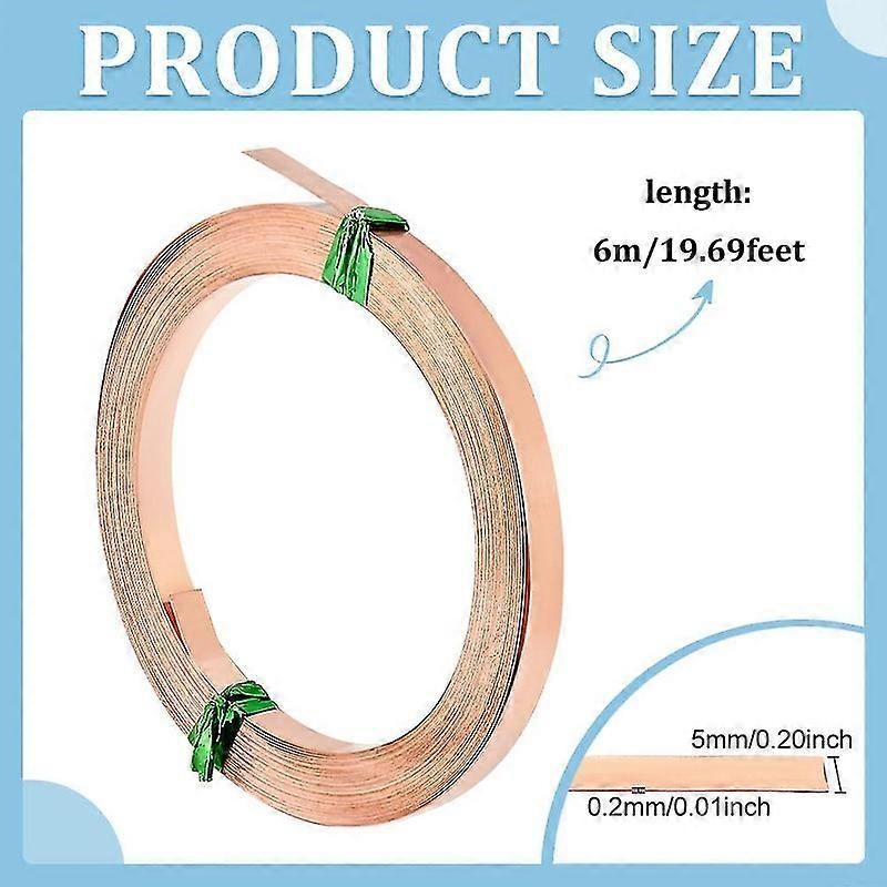 19.7Ft Flat Copper Wire for Jewelry Making DIY Crafts and Sculpting
