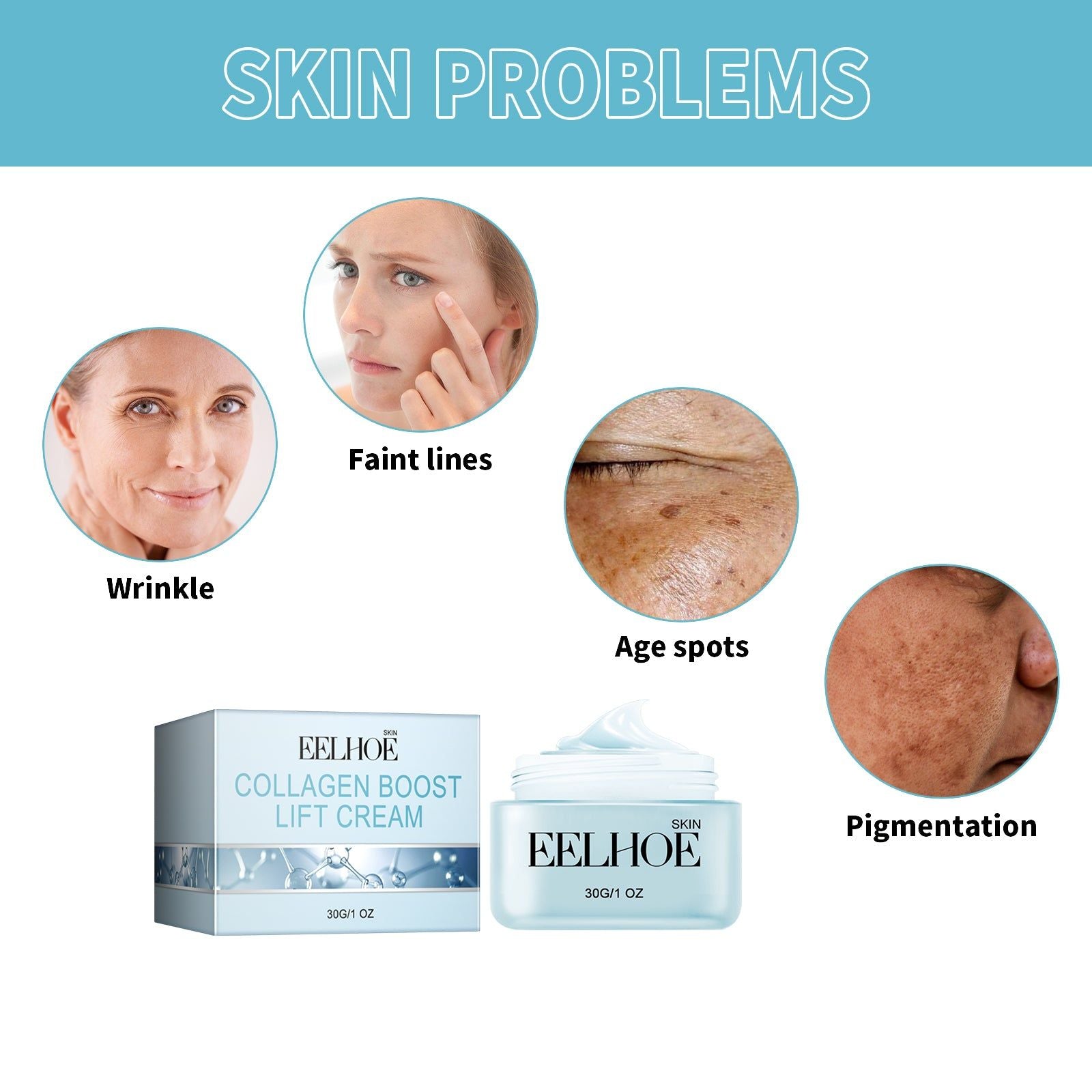 Collagen Boost Lift Cream, Anti-Aging Moisturizer for Wrinkles, Firming, Skin Renewal ,30g