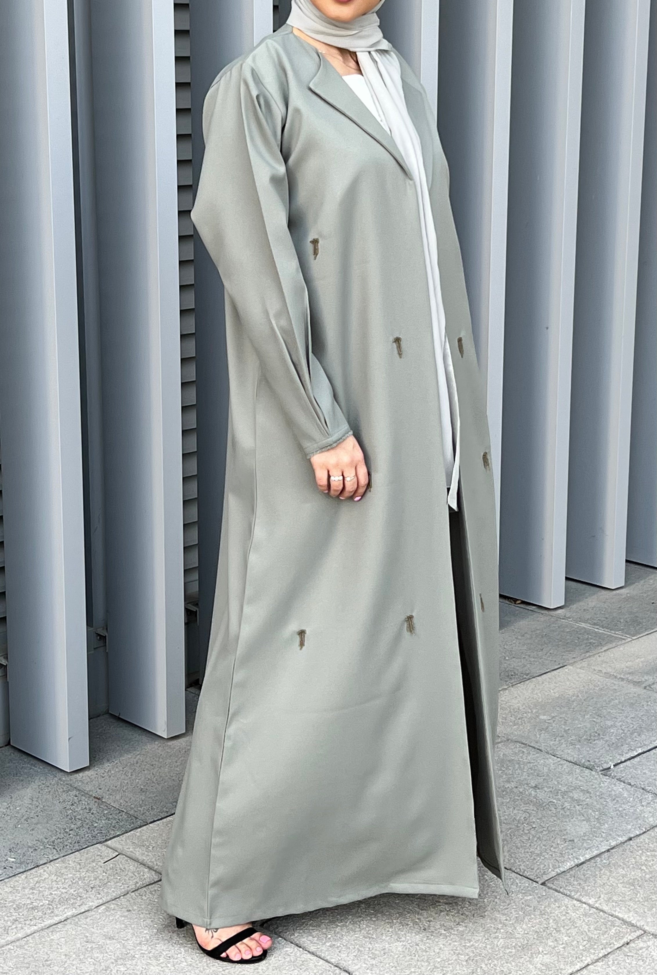 MOiSTREET Polyester Grey Abaya