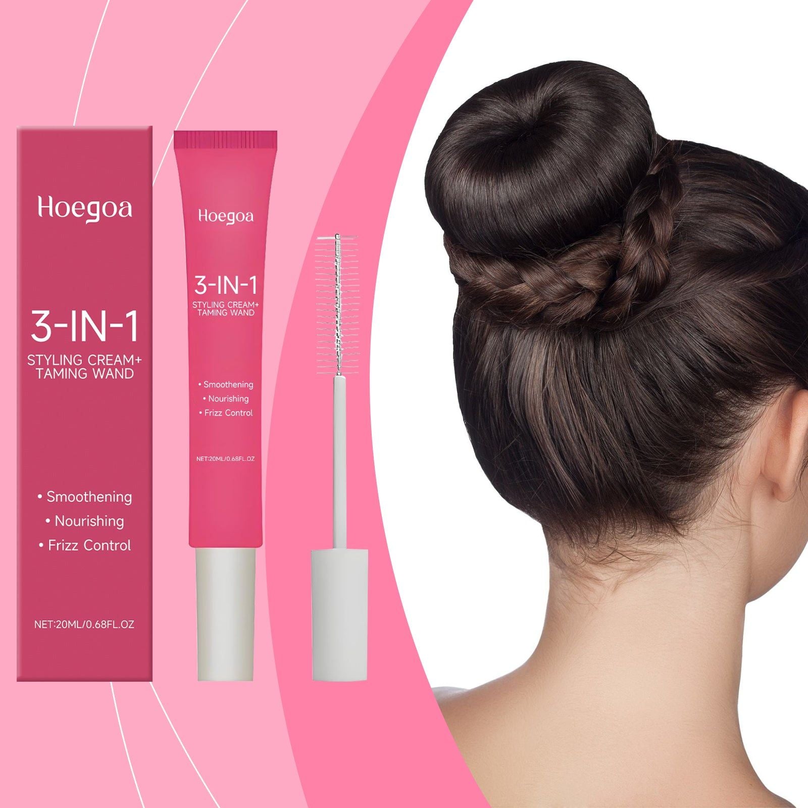 Curly Hair Styling Cream, Frizz Control, Natural Fluffy Look, Portable, Easy to Use ,20ml