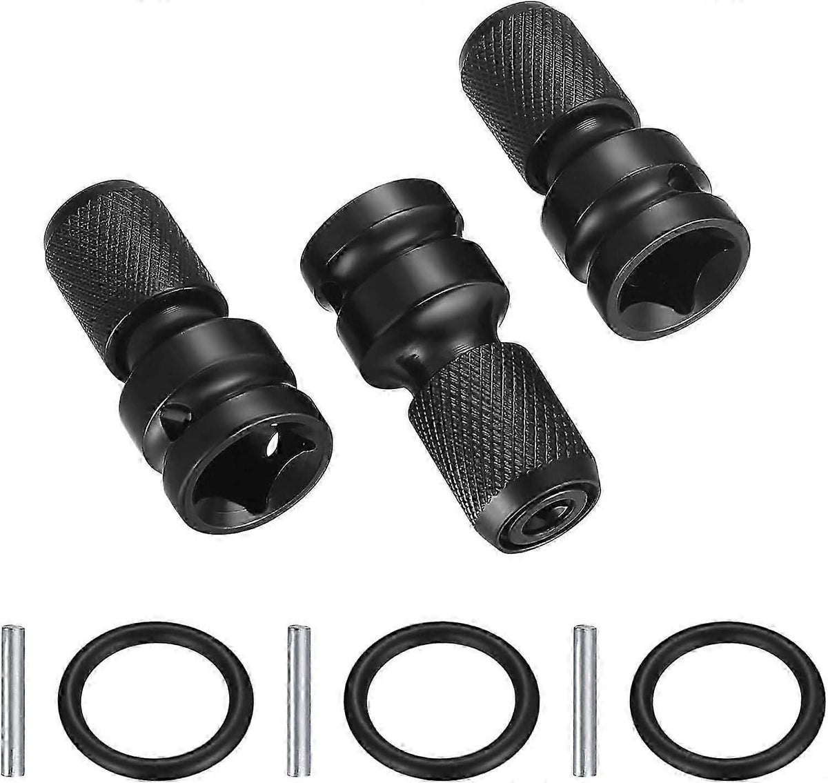 3 Pieces Socket Adapters 1/2" Square To 1/4" Hex, Quick Release Chuck Converter Hex Ratchet Wrench For Impact Ratchet Holder