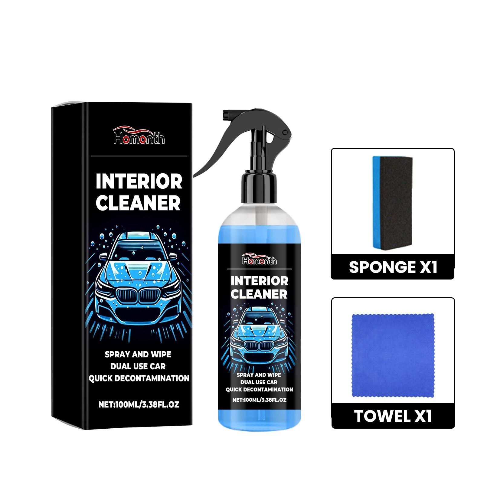 Car Roof Cleaner, Deep Cleaning and Decontamination, Interior Fabric Brightener ,1set