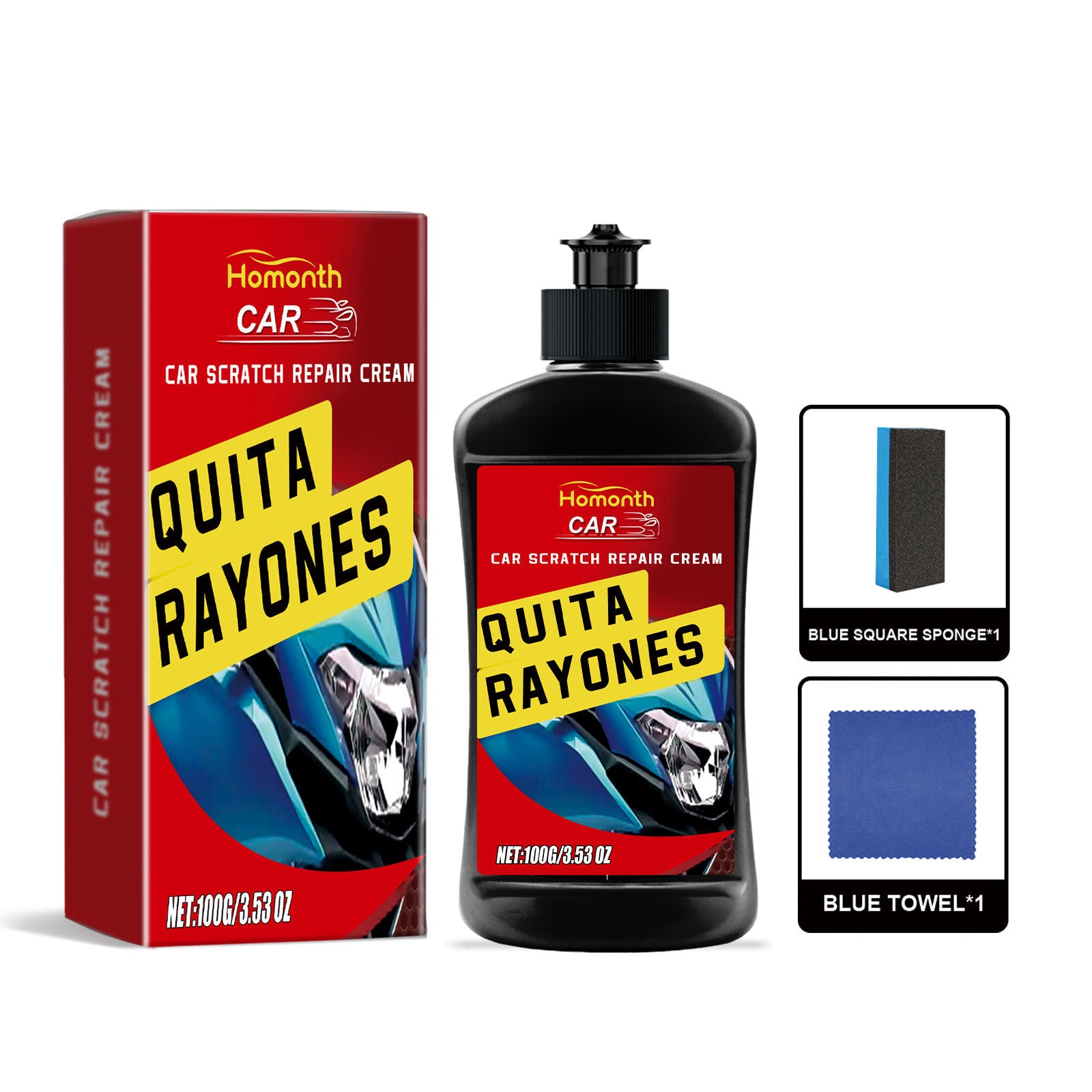 Car Scratch Repair Cream, Polishing Curing, Easy Scratch Removal, Mirror Finish ,1set