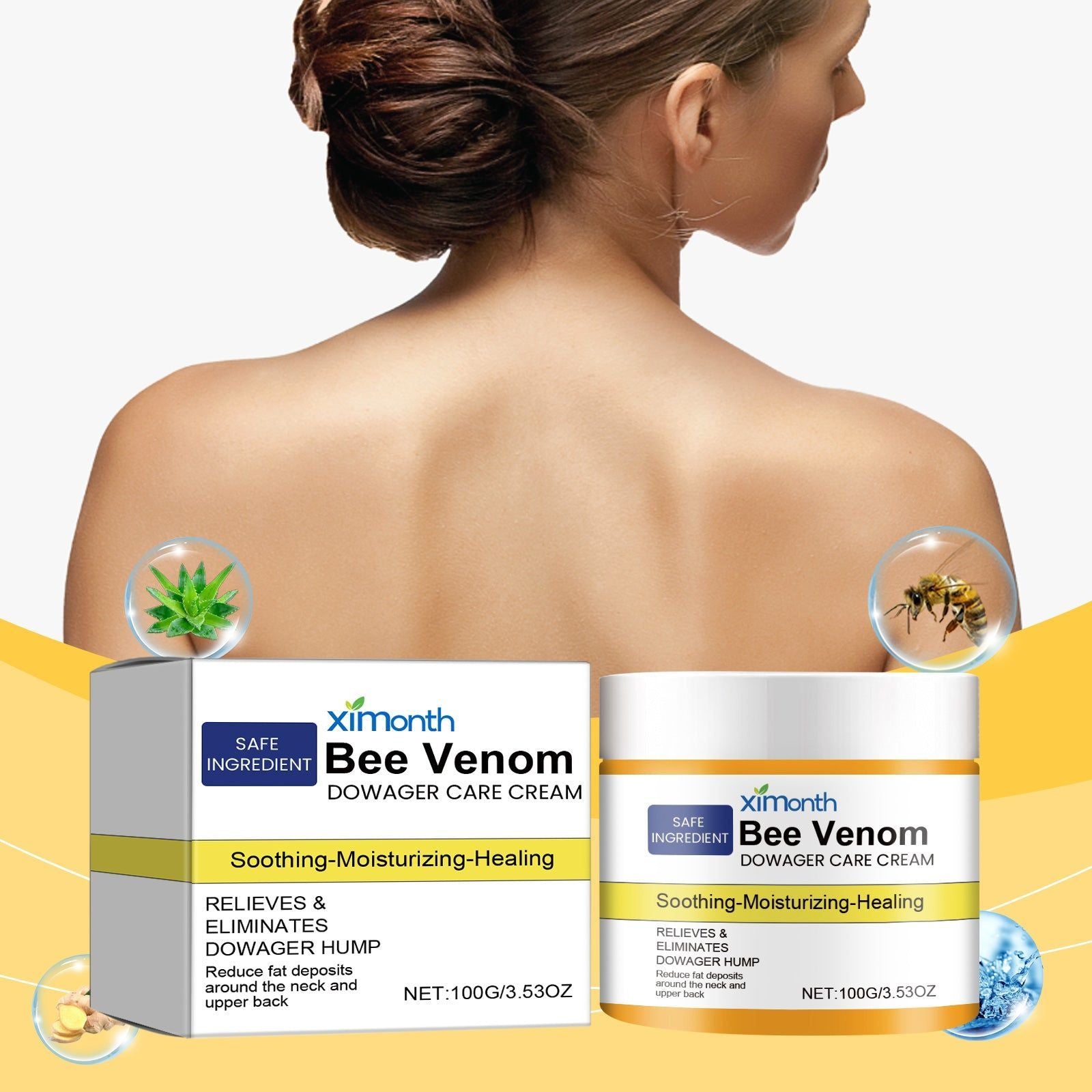 Bee Venom Neck and Back Care Cream, Anti-Aging, Skin Firming, Pain Relief, Sensitive Skin ,100g
