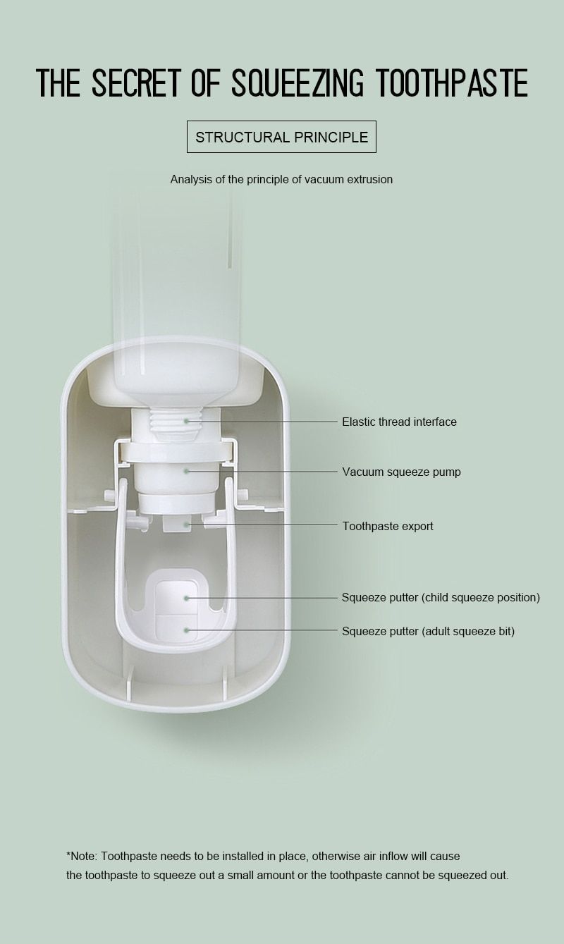 Automatic Toothpaste Dispenser Toothbrush Holder Wall Mounted Bathroom Storage