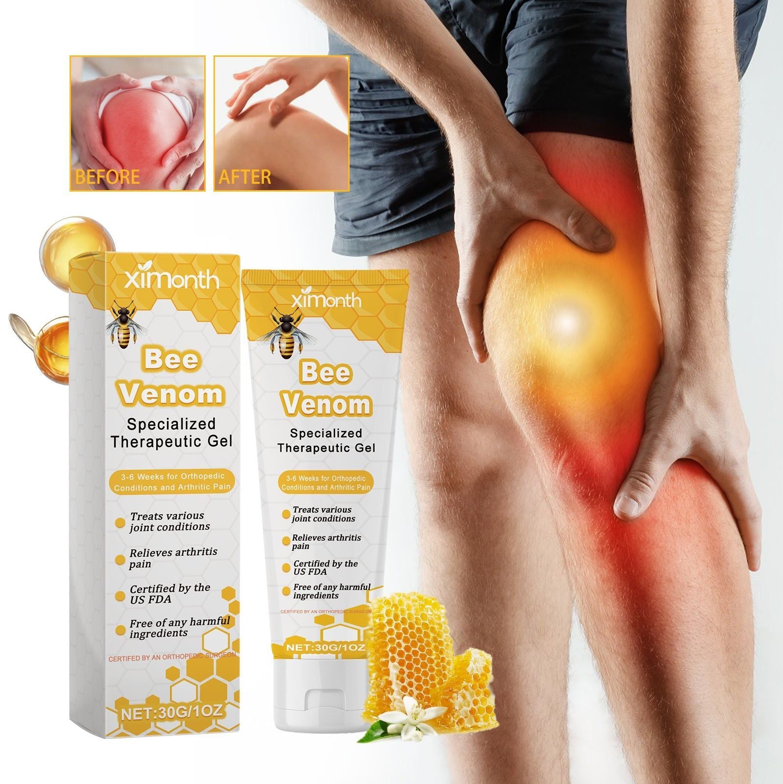 Bee Venom Joint Care Gel, Natural Pain Relief for Neck, Shoulder, Wrist, and Muscle Discomfort ,30g