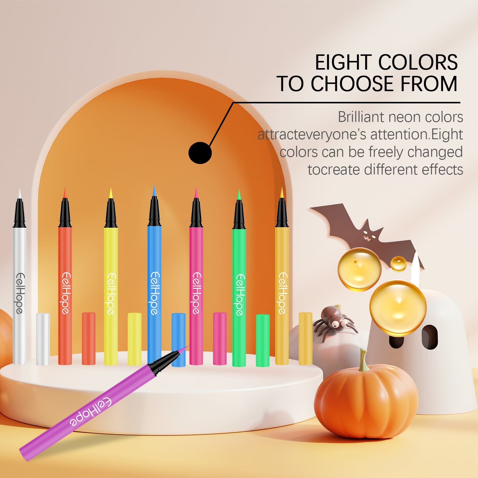 Neon UV Liquid Eyeliner, Silky Moisturizing, Long-Lasting, Perfect for Halloween Makeup ,0.6g