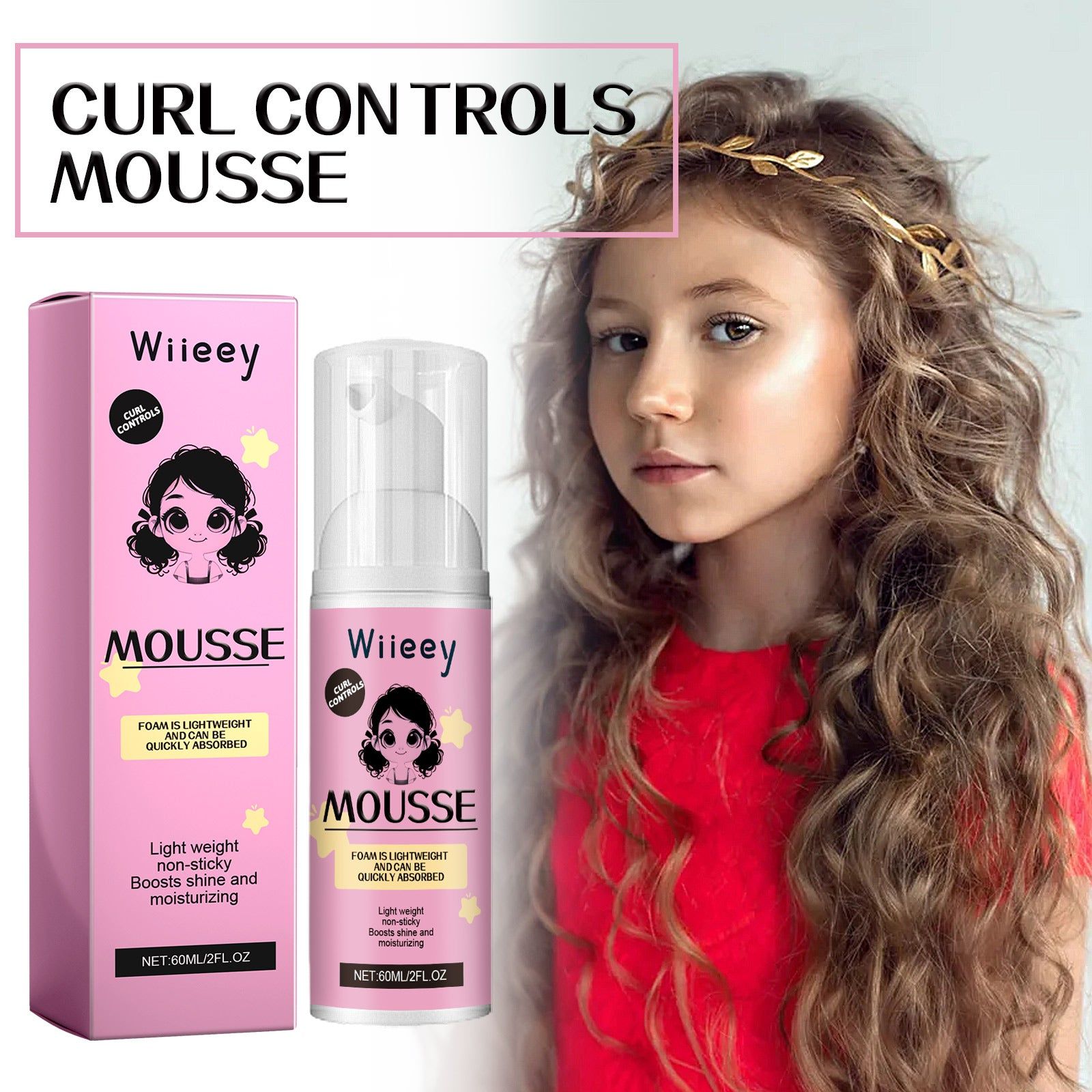 Curl Control Mousse, Anti-Frizz Hair Styling, Moisturizing, Long-Lasting Curl, Fluffy Elastin ,60ml