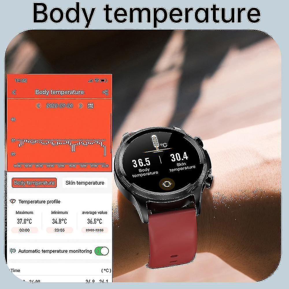 Blood Glucose Smart Watch for Diabetics - ECG+PPG Health Tracker with IP68 Waterproof & Body Temperature Sensor