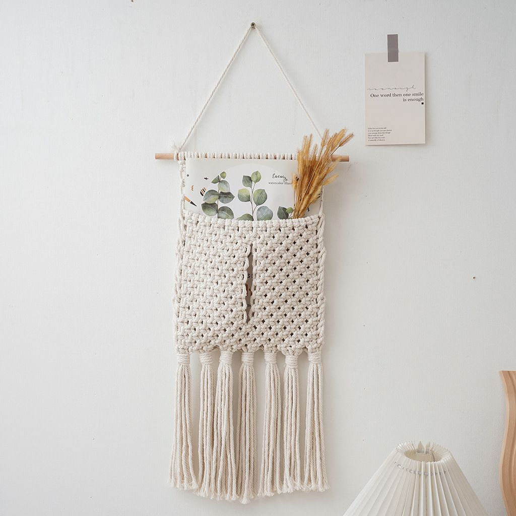 Handwoven Tapestry Wall Tissue Paper Cover and Dry Flower Holder Basket