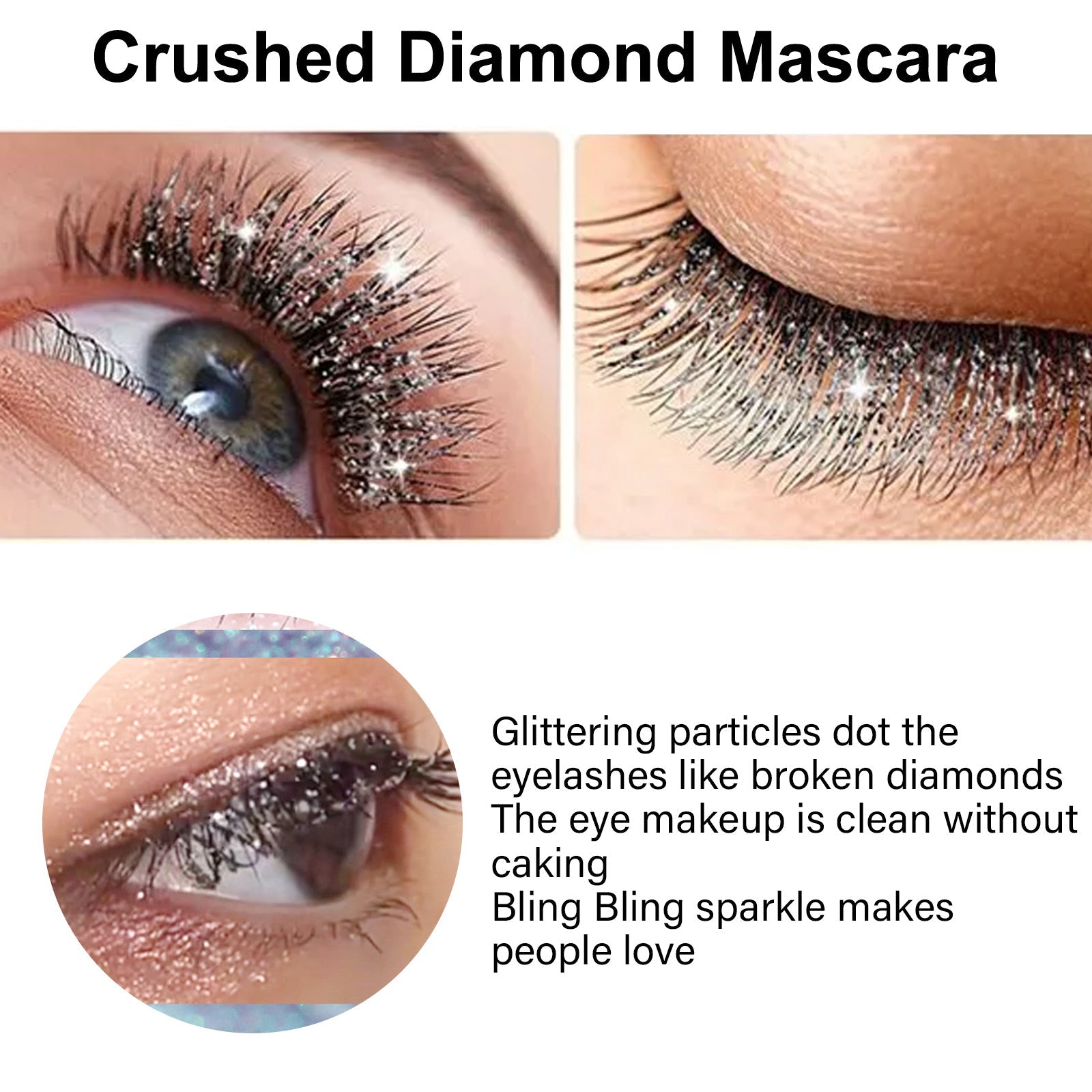 Create a Sparkling Tear Eye Makeup Effect, Crushed Diamond Mascara, Instant Dry Film, Non-Smell Free, Enchanting Shine ,8ml