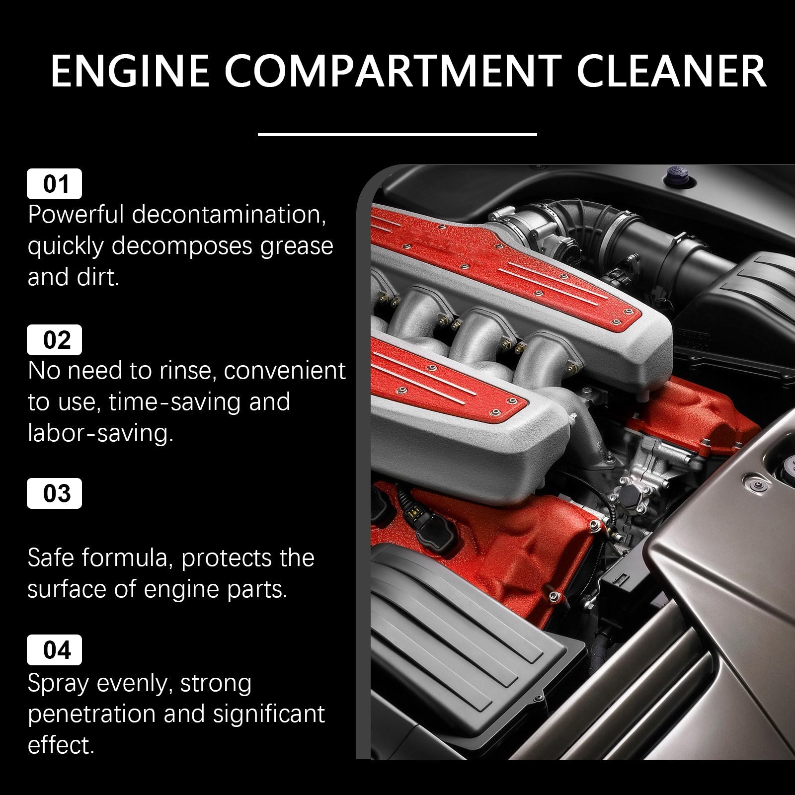Car Engine Cleaner, Non-Disassembly, Deep Stain Removal, Car Cleaning Made Easy ,100ml