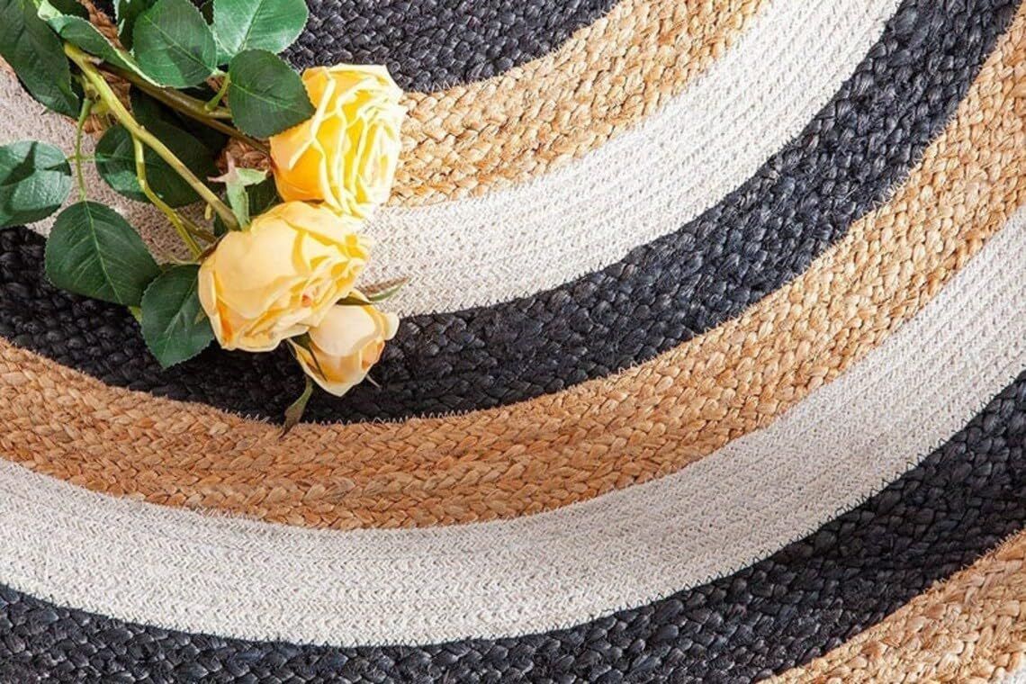 AIESY®  Beautiful Reversible Round Jute Rug