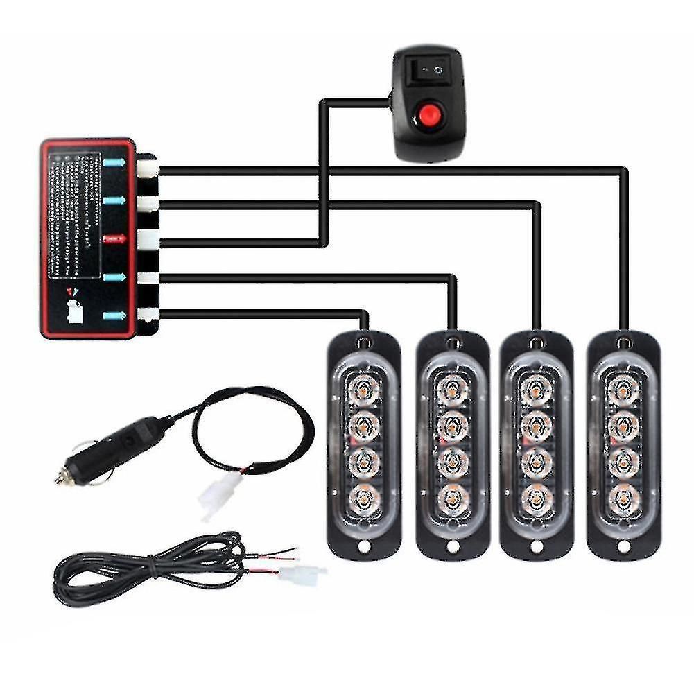 12V LED Emergency Strobe Light Kit With 8 Flashing Modes