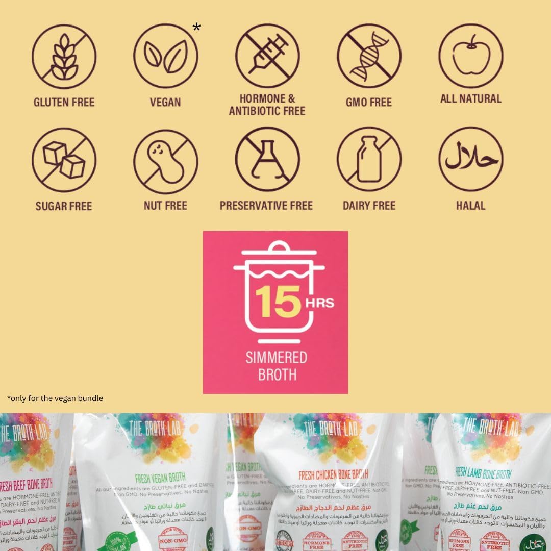 Fresh Vegan Broth - 500ml Pouch pack of 3