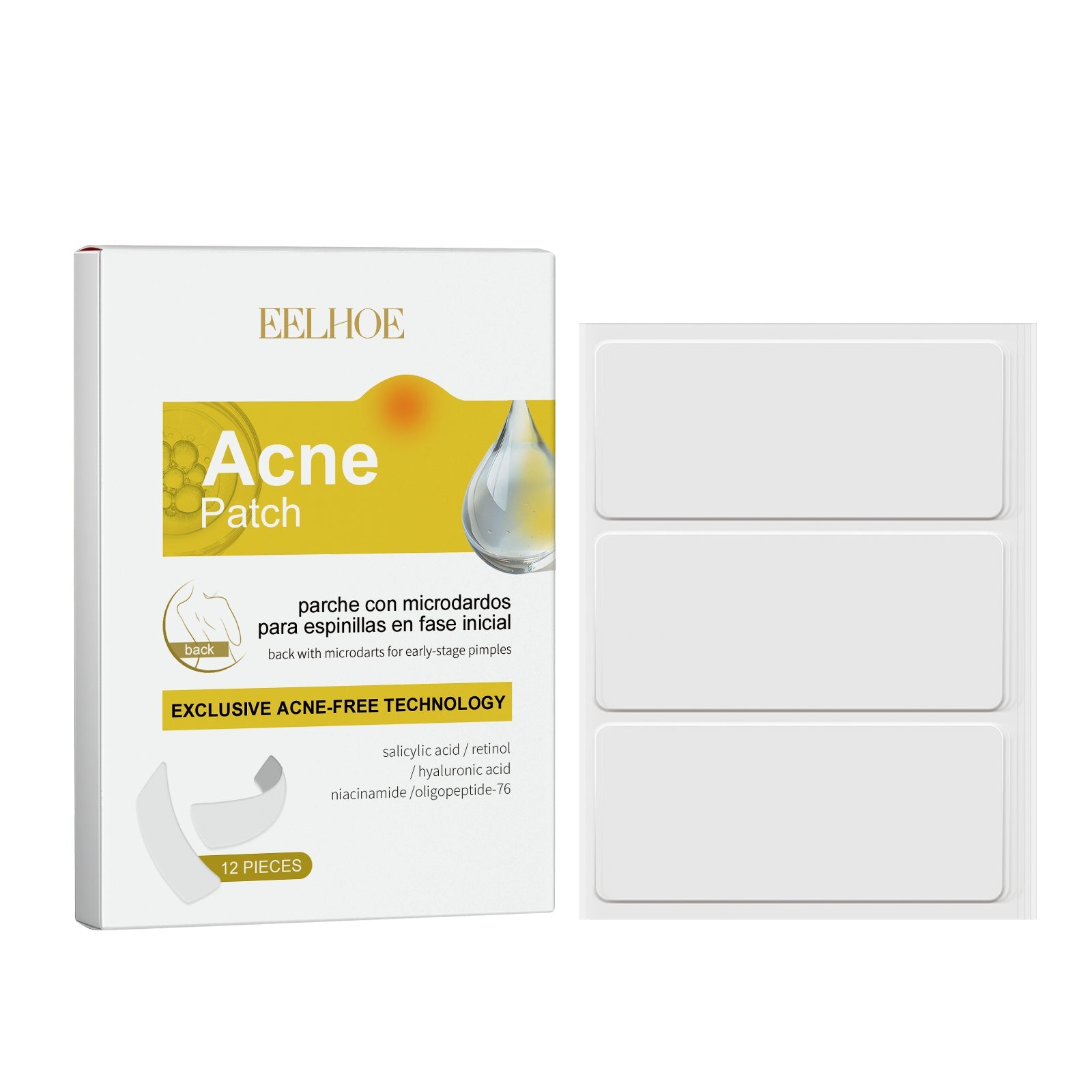 Back Acne Patch for Skin Repair, Clear, Gentle, Breathable, Fast Inflammation Relief ,12pieces