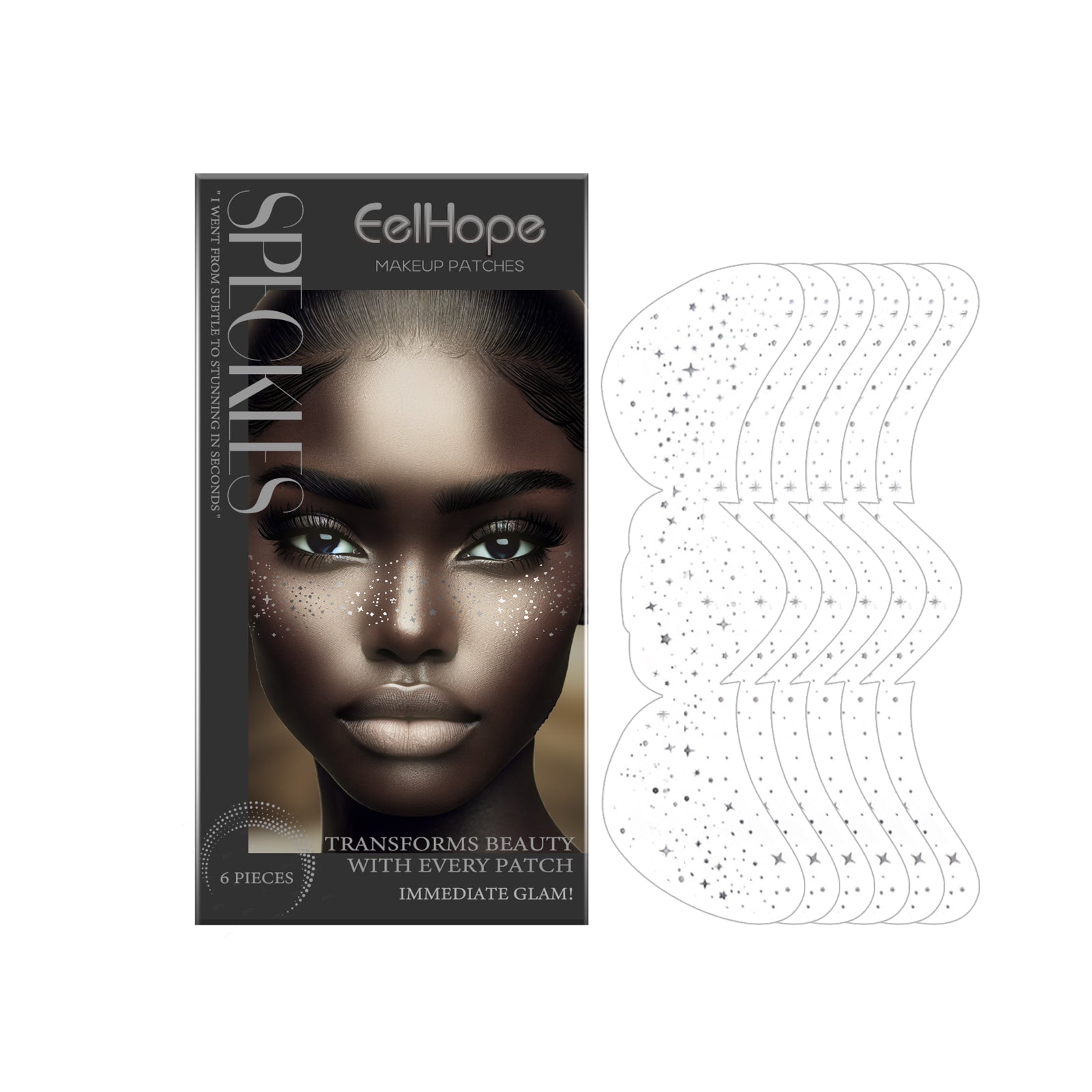 Cosmetic Patch Glitter Freckle Tattoo Stickers, Waterproof Long-Lasting Contouring ,6pieces